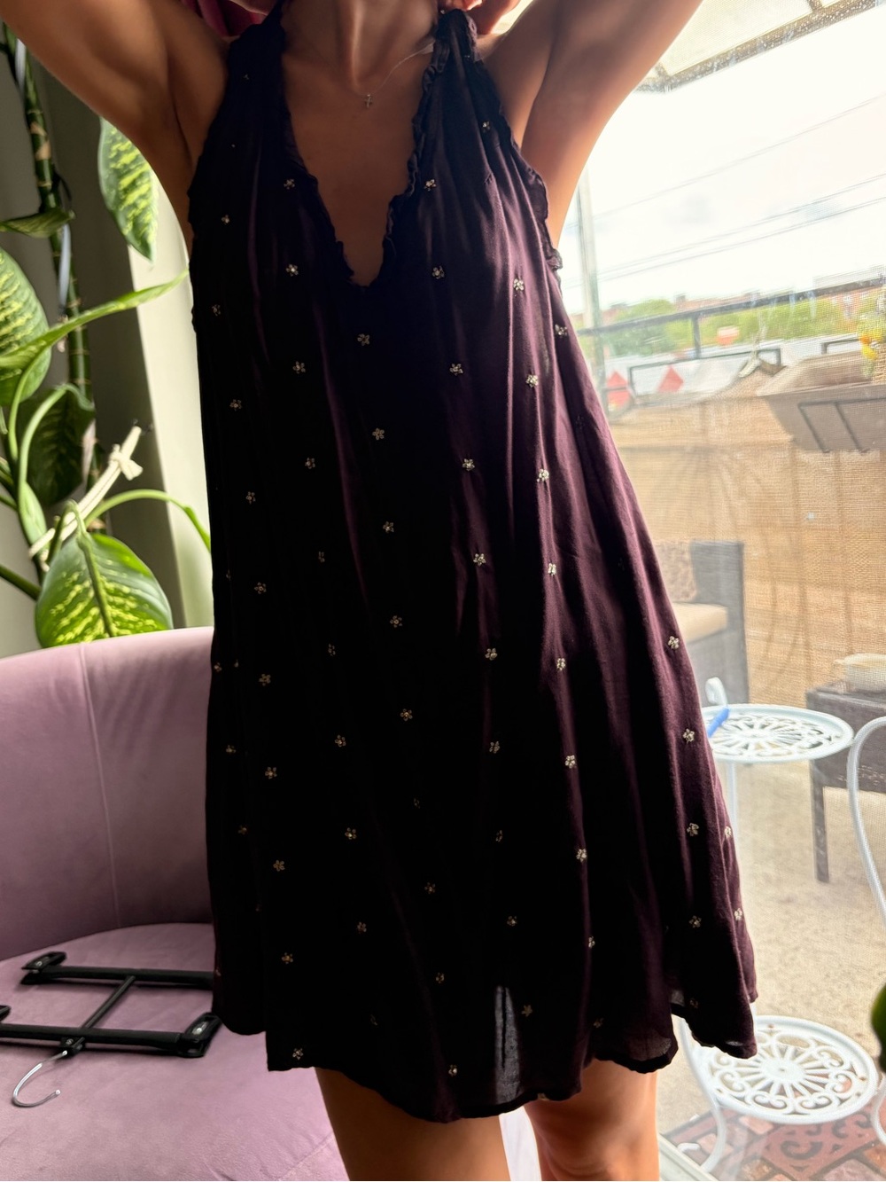 Free People Plum Embellished Halter Mini Dress - Picture 2 of 4
